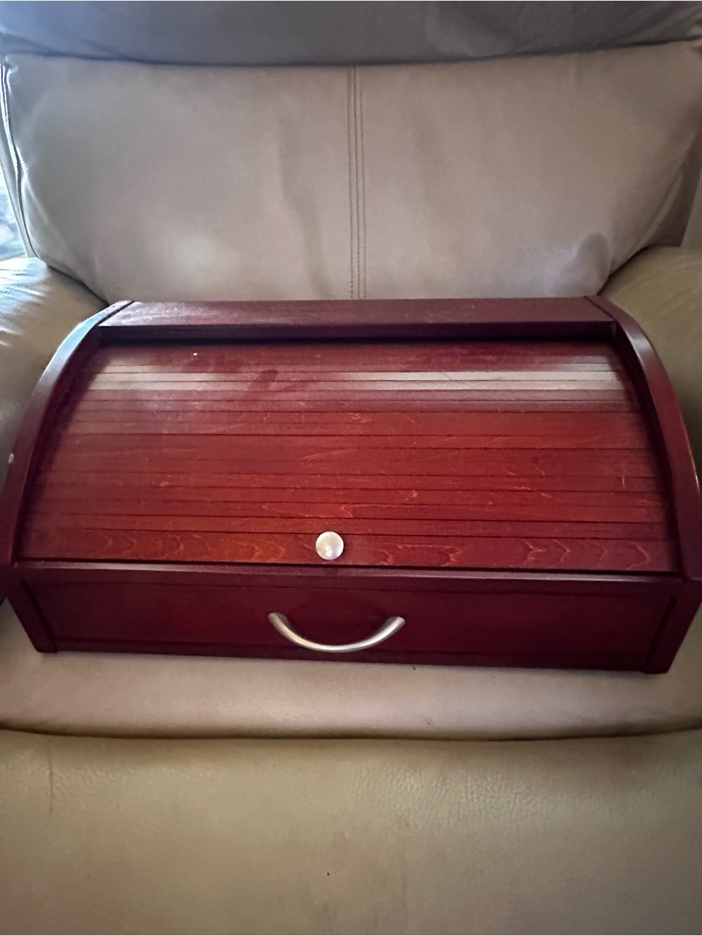 Classic Wooden Roll-Top jewelry box in Dark Cherry